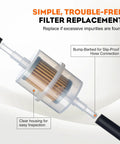 15 Micron Fuel Filter Replacement For Kohler Engines CH20S CH25S CH670S CH730S CH750S clear housing filter with barb fittings