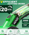 Cordless 4V Electric Box Cutter With Led Light And Safety Lock Powerfully Slices Cardboard Boxes Plastic Sheet Leather Fabric Up To Quarter Inch Thick For Home And Office Jobs Fast Efficient Cutting, showing battery specs and weight details.