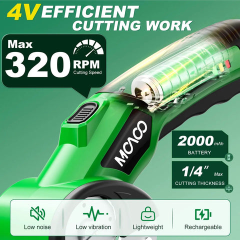 Cordless 4V Electric Box Cutter With Led Light And Safety Lock Powerfully Slices Cardboard Boxes Plastic Sheet Leather Fabric Up To Quarter Inch Thick For Home And Office Jobs Fast Efficient Cutting, showing battery specs and weight details.