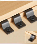 Garage Quality Heavy Duty Table Top Fasteners And Z Clips 100 Set With Screws Solid Steel Metal connector z clips attached to wooden surface.