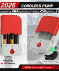 No Sweat Portable Fuel Transfer Pump With Smart Auto Stop Shutoff 3.8 Gallons Per Minute Battery Or Usb Powered Design showing cordless pump design with battery compartment.