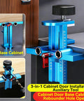 Zero Headache Cabinet Door And Drawer Alignment Jig Kit For Quick Woodworking Projects Adjustable Aluminum Fixture showcasing a blue alignment tool.
