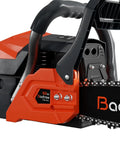 Close-up of Pro Grade 62cc Gas Chainsaw 20 Inch With 2 Cycle Engine showing anti-vibration handle and tool-free chain tensioning