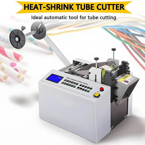 High Power Automatic Electric Heat Shrink Tube Cutter For PVC PE Pipe 0 1 To 9999 9 Mm Precision Cutting Width Machine Stripper Tool in use.