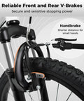 Kids Mountain Bike With 6 Speed Drivetrain Front Suspension Fork Dual Brakes Adjustable Seat 20 To 24 Inch White Youth Bike brake detail
