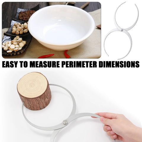 11-inch stainless steel bowl calipers for woodturning; double-ended circular arms with pivot