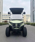 Front view of Electric Golf Cart With Fold Up Rear Seats 48V 150Ah Lithium Battery Backup Camera White on a smooth road.