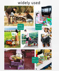 Heavy Duty Portable Garden Cart With Foldable Design Quiet Wheels Adjustable Push Pull Handle Tear Resistant Fabric