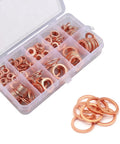 200 Piece Copper Crush Washer Set Metric Assortment With 9 Sizes For Oil Water And Fuel Lines Durable Copper Flat Washers With High Conductivity And Heat Tolerance Seals Tight And Prevents Leaks For DIY Projects., copper washers in assorted metric sizes in organizer box