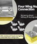 Replaceable Grill Brush Head Bristle Free BBQ Cleaner Rock Solid Scraping Blade attachment with four wing nuts for secure use.