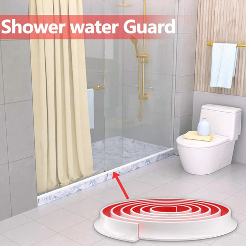 Collapsible Self Adhesive Silicone Shower Threshold Water Dam Seal Strip For Dry And Wet Separation In Bathroom And Kitchen Waterproof Barrier Edge Trim Easy Peel And Stick 67 Inch Long White installed on shower floor