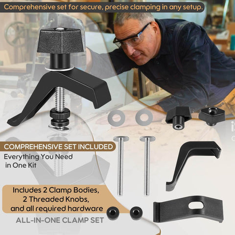 Replacement Track Clamps Kit For Clamp Trak Accu Cut Adaptive Cutting System Mini Trak And Universal Trak Kits with accessories on table