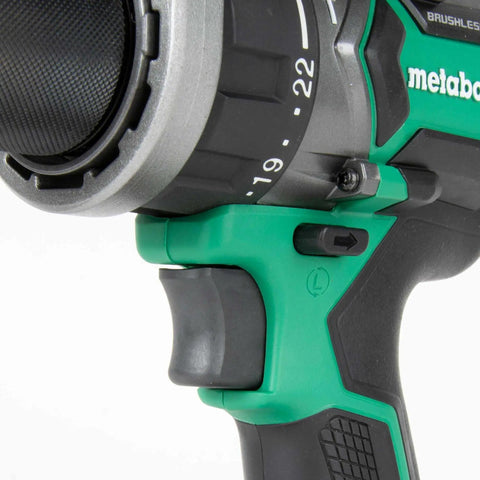 Close-up of 18V MultiVolt Cordless One Half Inch Hammer Drill Tool Only No Battery Reactive Force Control grip and chuck.