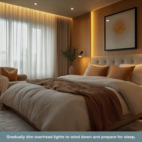 Bedroom with mood lighting using Five Dimmer Switch Bundle For Home Lighting, 3-Way 4-Way And Single Pole, Neutral Wire Required