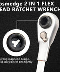 Black Flat End Bit Extender And 2 In 1 Mini Ratchet Wrench For Leatherman Multi Tool Accessories, close-up of ratchet head.
