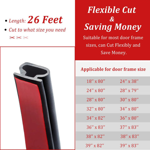 26 Feet D Shape Rubber Door Weather Stripping Seal With Self Adhesive Backing Easy Cut To Size No More Drafts For Large Gaps