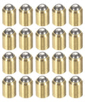 Premium Rock Solid Twenty Piece Corrosion Resistant Brass Ball Plungers 4x5 Millimeter in a compact 20 pack on a white background.