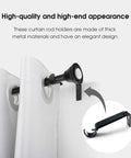 Heavy Duty Curtain Rod Holders Adjustable Brackets For Seven Eighths Inch Rods Set Of Three Black Finish With Secure Screws