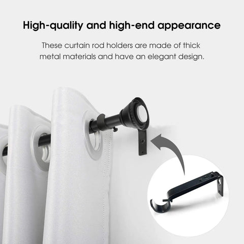 Heavy Duty Curtain Rod Holders Adjustable Brackets For Seven Eighths Inch Rods Set Of Three Black Finish With Secure Screws