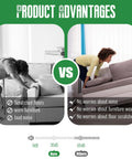 Comparison image showing benefits of Premium Square Furniture Sliders For Chairs And Tables 16 Pack Heavy Duty Glide Pads for moving furniture.