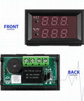 12V Temperature Controller Thermostat With Dual LED Display Pack Of 8 For DIY Pro Grade Temperature Regulation From Minus 50 To 110 Celsius 0.1 Celsius Accuracy 0.5 Second Refresh Rate Compact 48x29x32mm Module, front and back view