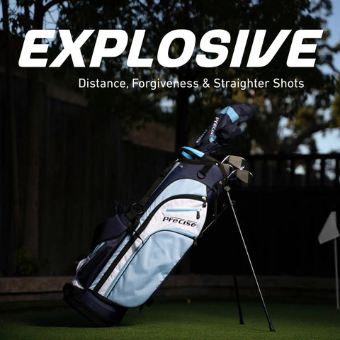 Women's Game-Ready Complete Golf Club Set With Driver, Fairway Wood, Hybrid, 7-PW Irons, Putter, Stand Bag And 3 Headcovers In Blue