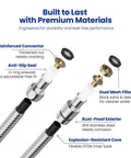99 Inch Extra Long Flexible Stainless Steel Shower Hose With Brass Insert And Nut, EPDM Inner Tube, Anti Kink Chrome Handheld Shower Head