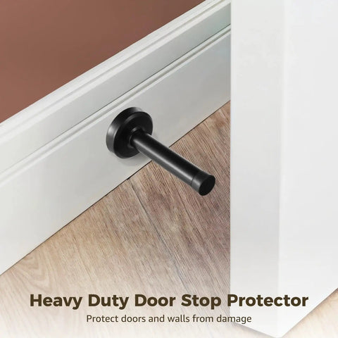 Heavy Duty Stainless Steel Door Stoppers With Rubber Tip Buffers, Wall Protectors With Screws For Quiet Door Closure And Noise Dampening.