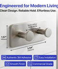 Heavy Duty Double Adhesive Wall Hooks Peel and Stick Towel Hook Satin Finish measuring 3.94" for modern bathrooms