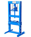 Heavy Duty Hydraulic H Frame Shop Press With Adjustable Table And Stamping Plates For Auto Repair, blue 6-ton press machine, durable steel frame.