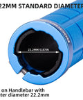 Close-up of blue Double Lock On Bike Handlebar Grips Non Slip Grippy Comfort Rubber Grips For Mountain Bike BMX Scooter.