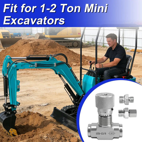 L08 Hydraulic Flow Control Valve Bidirectional Restrictor For 1-2 Ton Mini Excavator Easy Install Built For Workhorse Performance With Precise Two-Way Oil Flow Replacement For STB G3-8 shown installed on mini excavator