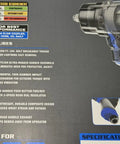 1/2 Inch Blue Composite Air Impact Wrench 1200 Ft Lb Breakaway Torque Twin Hammer with rubber grip on black background.
