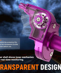 Universal 7/8 Inch CNC Quick Action Twist Throttle Kit With Cable, transparent shell showing cable, for Dirt Pit Bikes, Purple