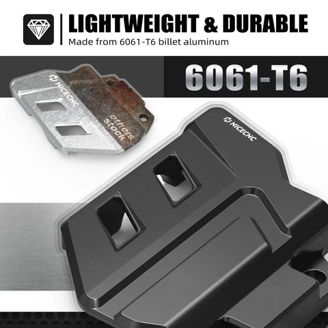 Rear Brake Master Cylinder Guard For Motorcycle Lightweight 6061T7 Billet Aluminum compared with old stock part