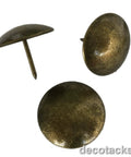 Top Shelf Antique Brass Upholstery Tacks One Inch Head Heavy Duty Chrome Plated Furniture Nails Real Deal For DIY Workshop Restoration And Home Fifty Pack close-up view of antique brass fasteners with one inch heads
