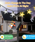 Solar Star String Lights 39Ft Outdoor Waterproof Fairy Lights With 100 LEDs, 8 Modes shown with house backdrop