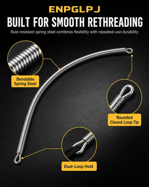 Flexible Drawstring Threading Tool For Elastic And Cord Easy To Use Pro Level Guide Through Narrow Waistbands And Curves Helps You Rethread Lost Cords Fast And Smooth For Diy Sewing Projects, 227 mm spring steel, closed-loop tip
