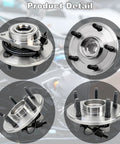 515126 Two Piece Front Wheel Hub And Bearing Assembly For 2009 2010 2011 Ram 1500 From December 2008 shown in detailed views