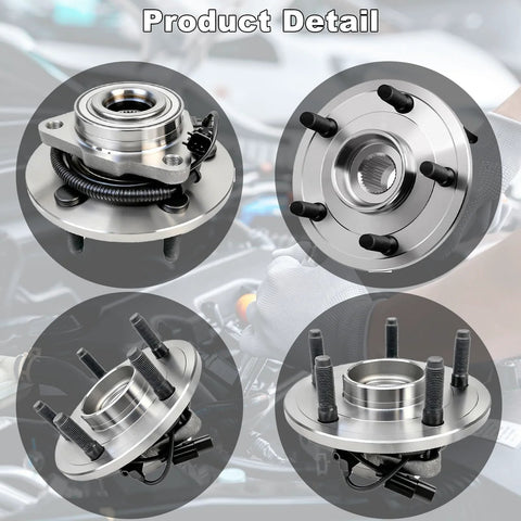 515126 Two Piece Front Wheel Hub And Bearing Assembly For 2009 2010 2011 Ram 1500 From December 2008 shown in detailed views