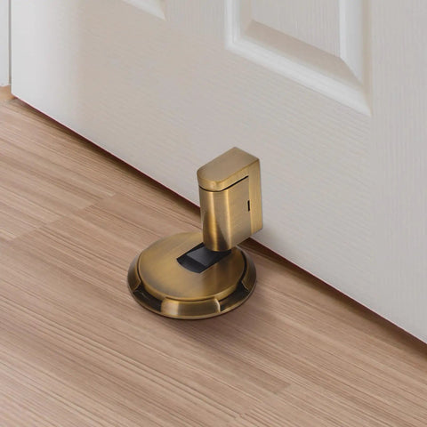 Adjustable Door Stop With No Drill Or Adhesive Mounting, Easy Install Heavy Duty Zinc Alloy Wall Protector under door on hardwood floor