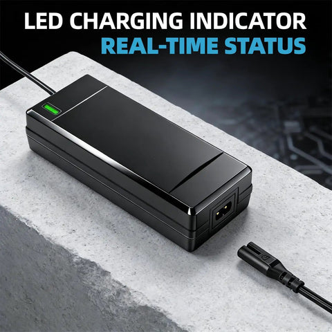 54.6V 2A Fast Electric Bike Charger for 48V Ebike Batteries with LED indicator real-time status