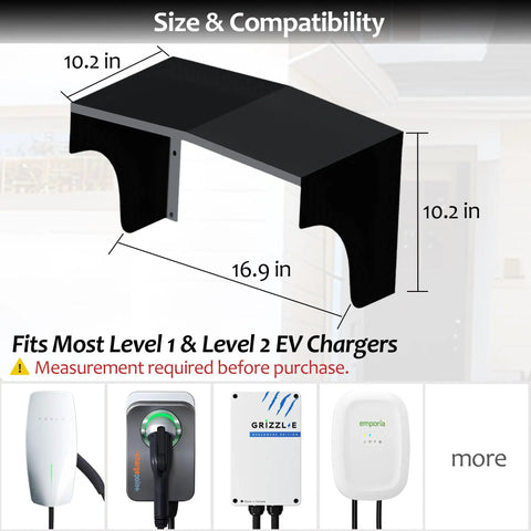 EV Charger Protective Cover Heavy Duty Rust Proof Steel Shell Weatherproof Enclosure, 16.9x10.2 in, fits Level 1 and 2 EV chargers.