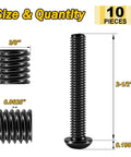 Top Shelf 3/8 16 X 2 1/2 Button Head Socket Cap Bolts, 10 Pack with detailed dimensions and size specifications.