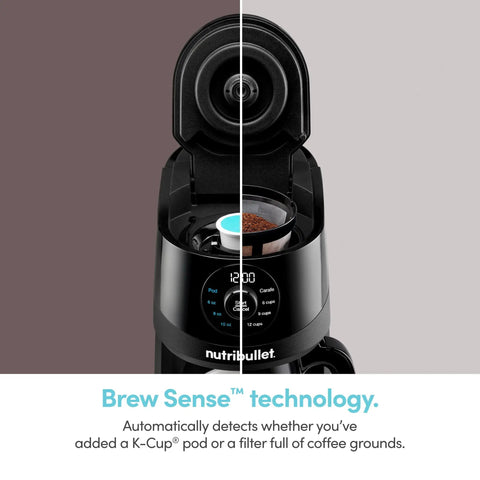 Brew Choice Pod And Carafe Coffee Maker For K Cup Pods Or Ground Coffee, 12 Cup Capacity, with Auto Brew Sense feature