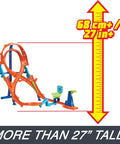 Figure Eight Jump Track Set With 1 to 64 Scale Vehicle And Two Foot Tall Track That Connects To Other Sets, more than 27 inches tall