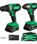 18V MultiVolt Cordless Hammer Drill And Impact Driver Combo Kit With 2 Lithium Ion Batteries, Fast Charger, Carrying Bag.