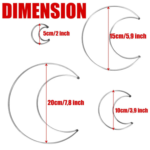 8 Pcs Metal Moon Frame Hoops In Four Sizes For Dream Catchers Crescent Wreaths And Macrame Craft Projects Durable Wire Rings For DIY