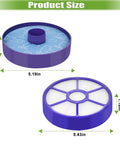 Dimensions of 2 Pack Pre Motor Filter And Post Motor Exhaust HEPA Filter Set For Dyson DC33. Diameter 5.19in and 5.43in.