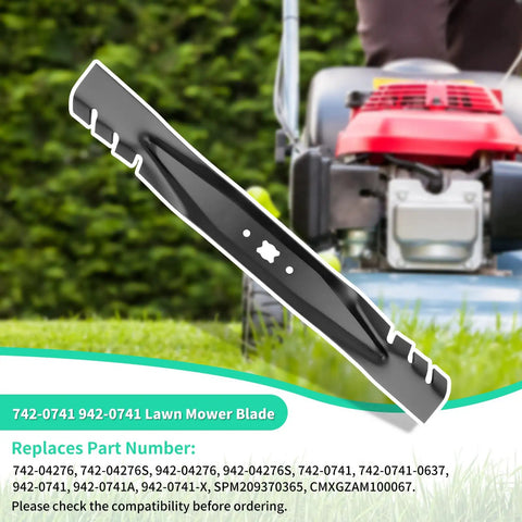 Gator Mulching Blade For 21 Inch Deck Beefs Up Your Mower Replaces 942-0741 742-0741, shown with lawn mower in background